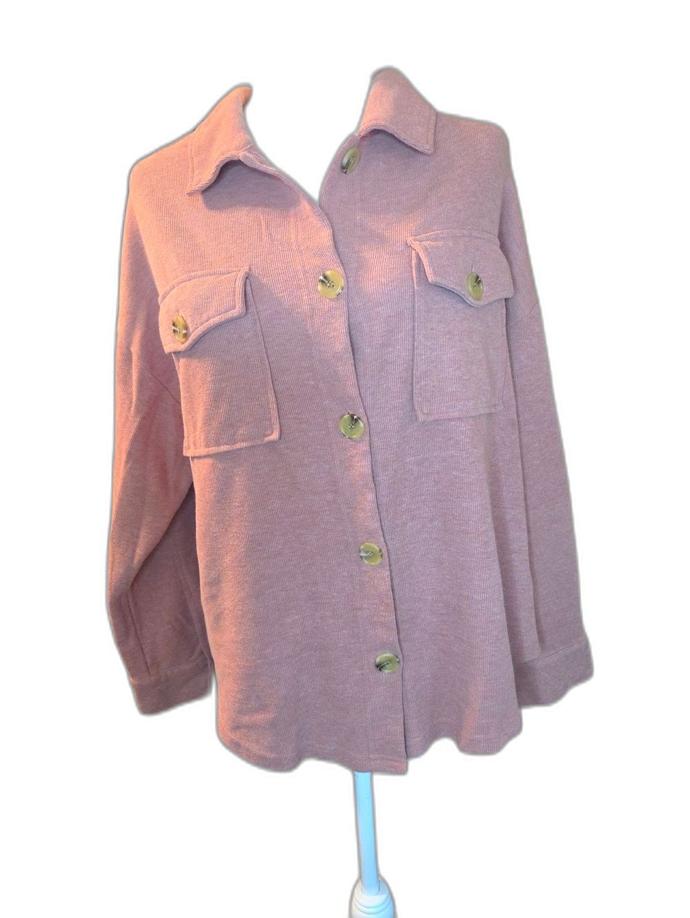 Hippie Rose - Women's Pink Button-Front Shacket with Pockets